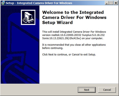 Sunplus / Lenovo Integrated Camera Driver 5.0.18.232 WHQL