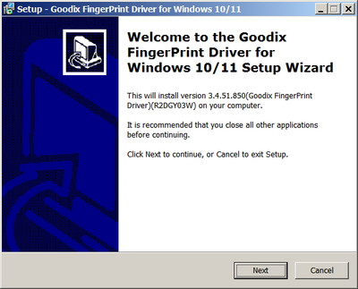 Goodix / Lenovo Fingerprint Drivers 3.4.51.850