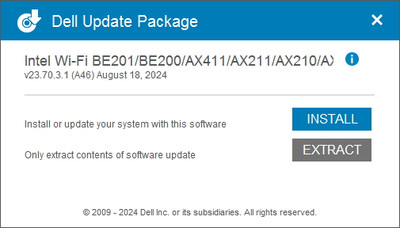 Intel Wireless Lan drivers version 23.70.3.1