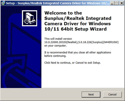 Realtek Camera drivers for Notebooks 10.0.22000.20320 WHQL